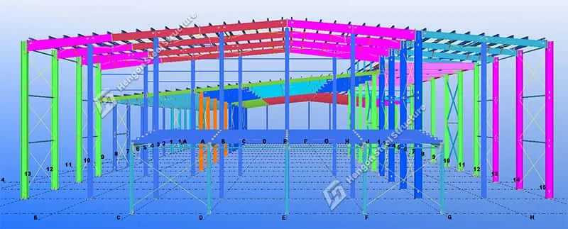 Prefab metallic structure Workshop for shrimp food