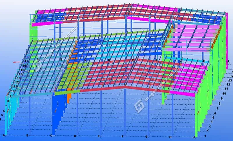 Prefab metallic structure Workshop for shrimp food
